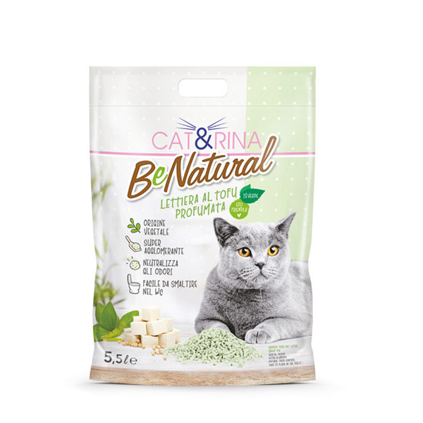 Cat&Rina Lettiera Igienica per Gatti al Tofu e Tè Verde 5,5 lt