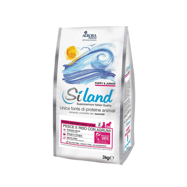 Aurora - Siland Puppy - Crocchette per cuccioli taglia media gusto pesce e riso con agrumi 3 kg